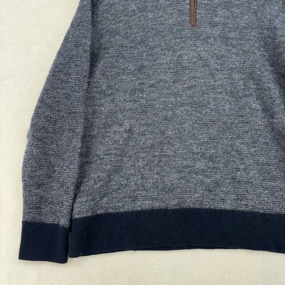 UNTUCKit Belguardo Birdseye Navy Blue 100% Merino Wool Quarter Zip Sweater XL